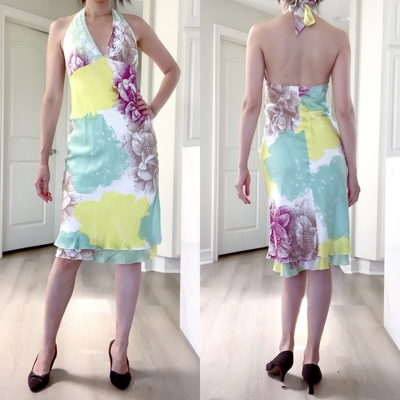 Poleci Dresses & Skirts - Anthropologie POLECI All Silk Halter Midi Dress